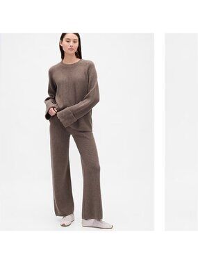 GAP CashSoft Knit Sweater Pants XL Tall Brown Wide Leg Drawstring Lounge 2023